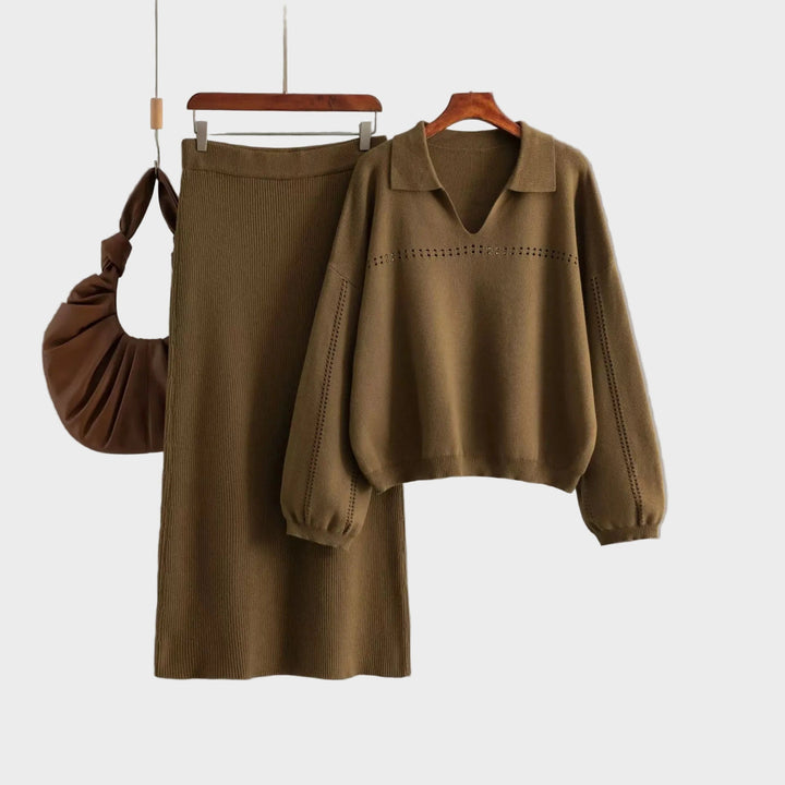 Aster -Σετ Coord από μαλλί Premium - Πουλόβερ με φούστα (Premium Woolen Coord Set - Sweater with Skirt)
