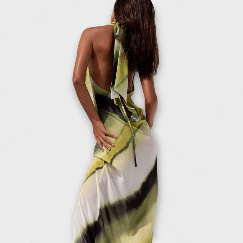 Κλασικό Maxi Φόρεμα Tie-Dye με Γκράντε