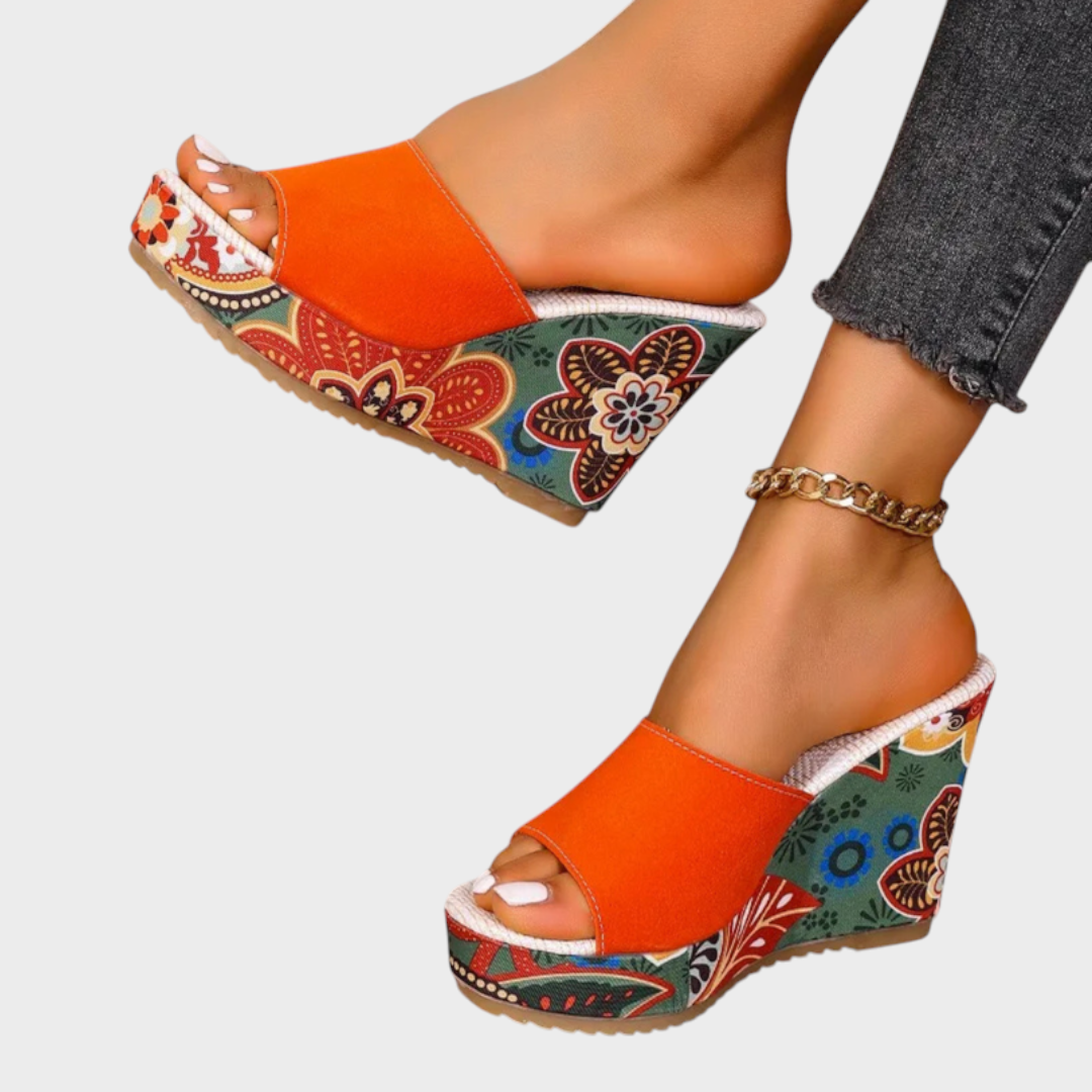 Leanna | Βελούδινο Boho Σανδάλι με Πλατφόρμα Wedge
