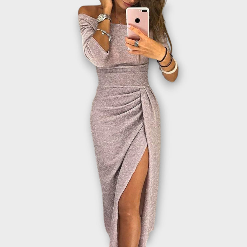 Λένα - Κομψό φόρεμα off-shoulder