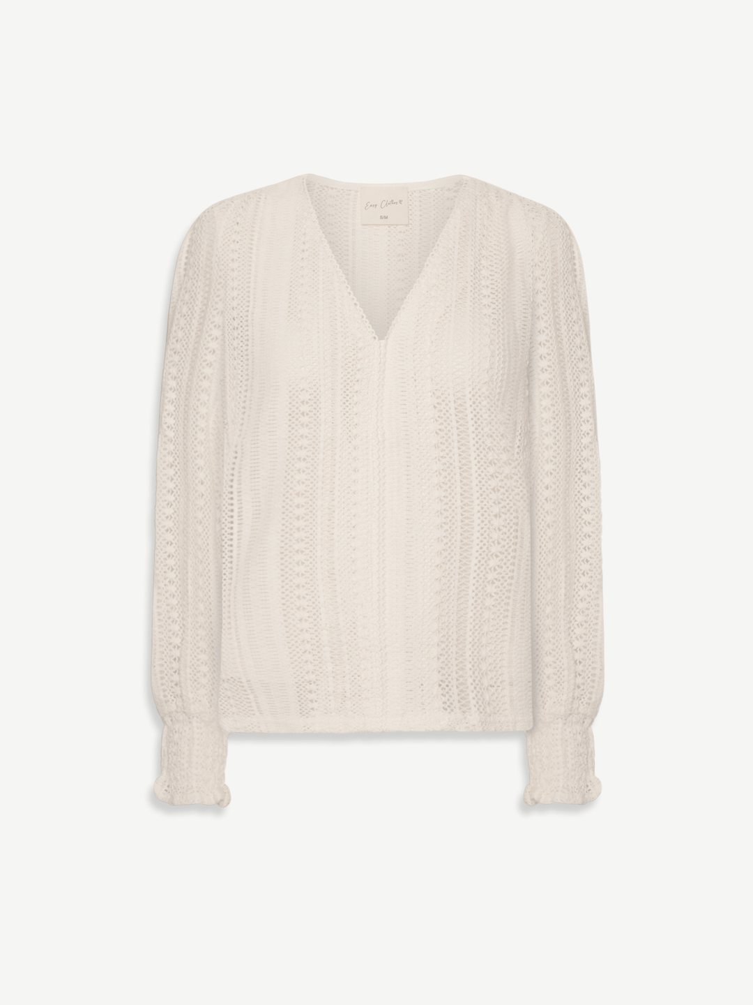 Angela | Εκρού Πλεκτή Μπλούζα Arlyne με Βελονάκι (Ecru Crochet Arlyne Blouse)