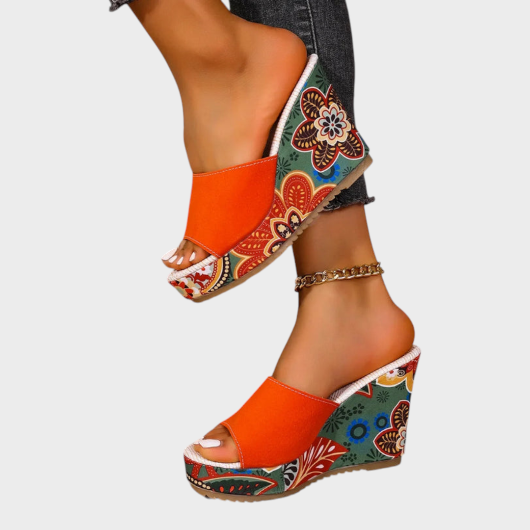 Leanna | Βελούδινο Boho Σανδάλι με Πλατφόρμα Wedge
