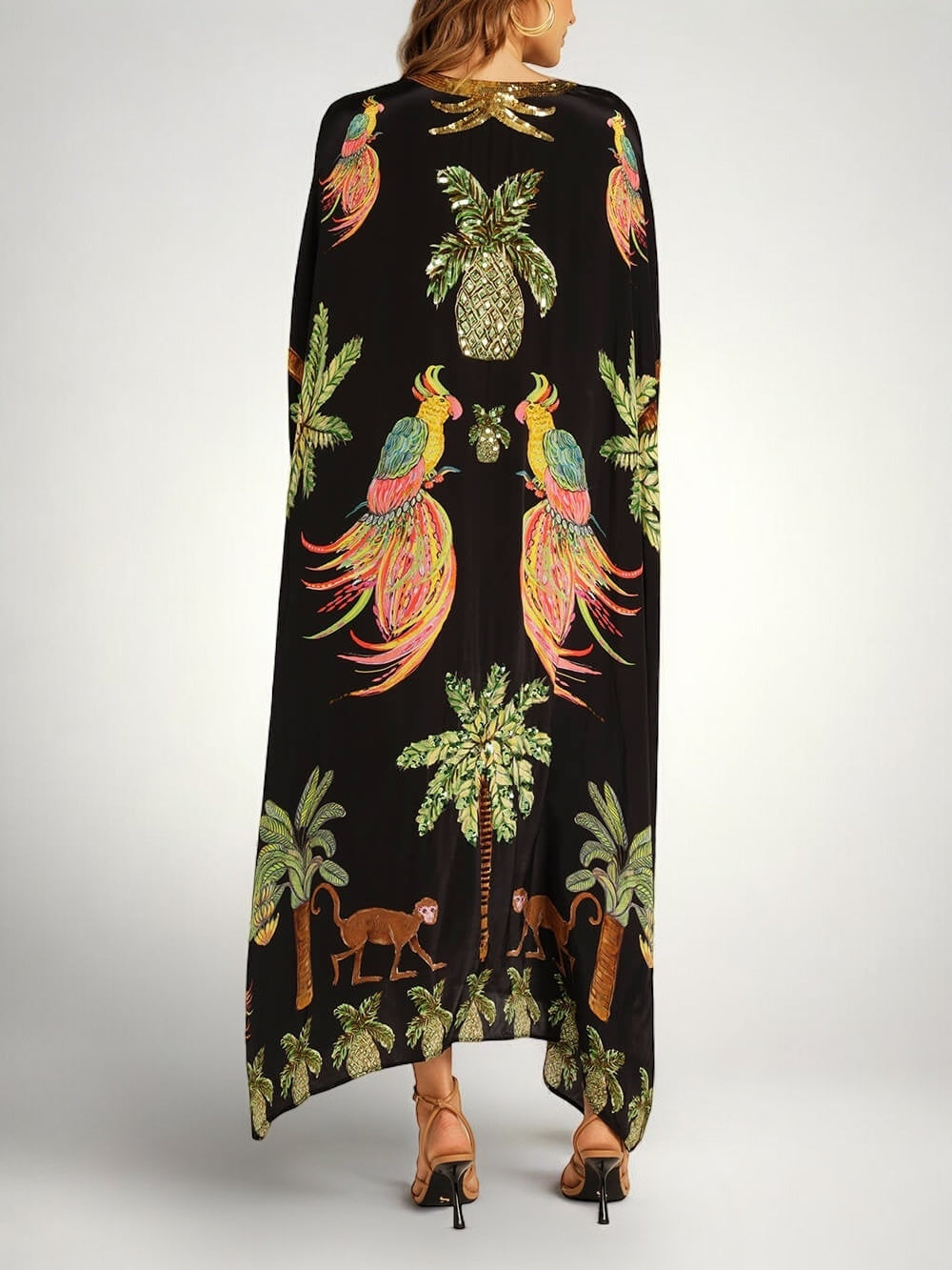 Σαχάρα | Drop Shoulder Μανίκι Coconut Tree Printed Φόρεμα