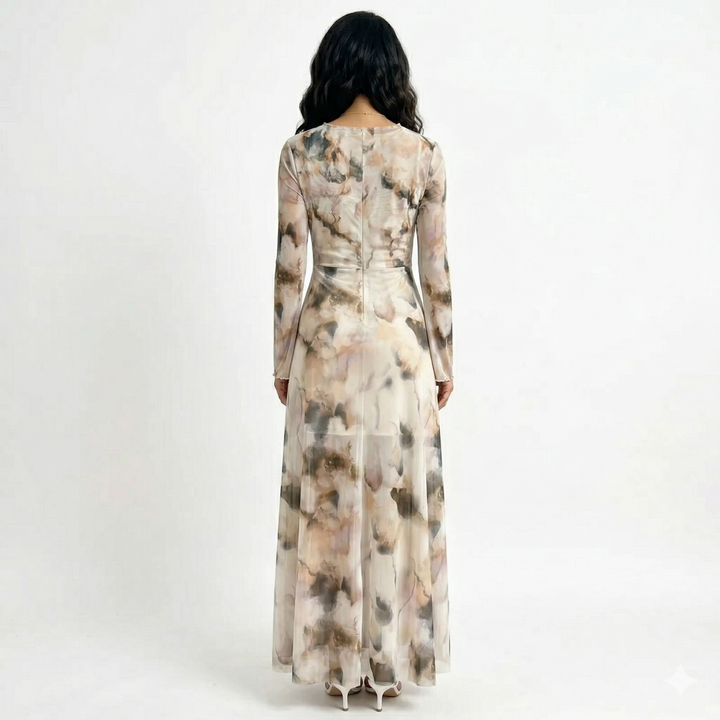 CELESTTE – Μίντι Φόρεμα με Tie-Dye Print & Διαφάνεια