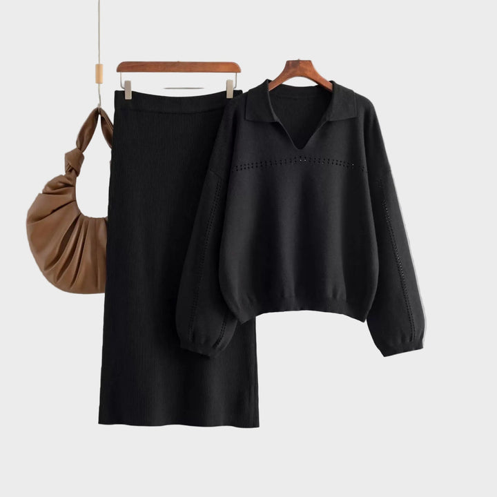 Aster -Σετ Coord από μαλλί Premium - Πουλόβερ με φούστα (Premium Woolen Coord Set - Sweater with Skirt)