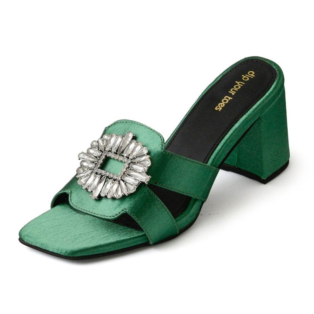 Meredith - Γόβες με σμαραγδί κρύσταλλα (Emerald Crystal Embellished Heels)