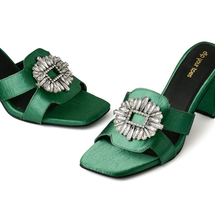 Meredith - Γόβες με σμαραγδί κρύσταλλα (Emerald Crystal Embellished Heels)