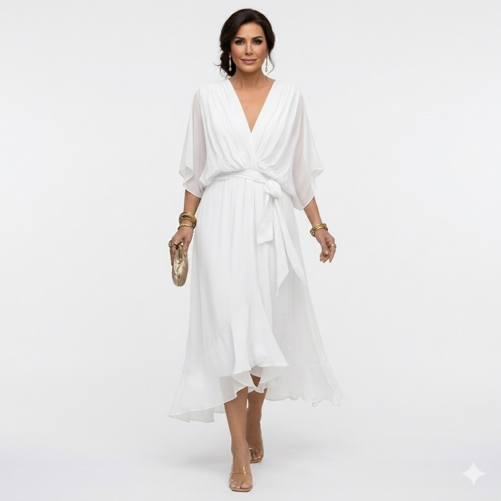 Μόνικα - Chiffon φόρεμα με V λαιμόκοψη