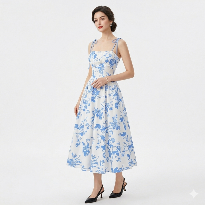 Rosalie – Floral Φόρεμα με Δέσιμο στους Ώμους