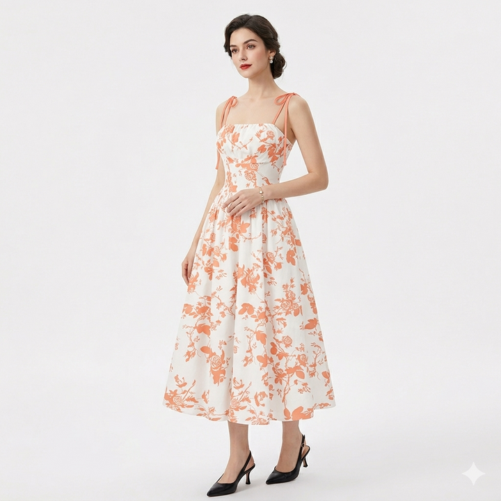 Rosalie – Floral Φόρεμα με Δέσιμο στους Ώμους