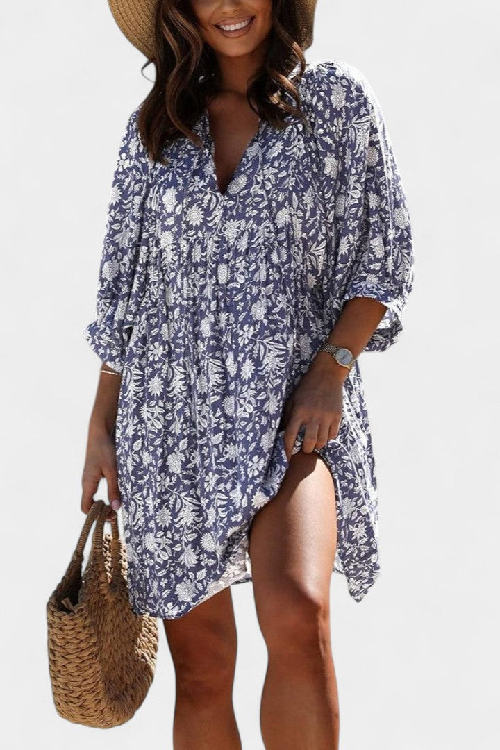 Daniela μίνι φόρεμα boho με λουλουδάτο σχέδιο