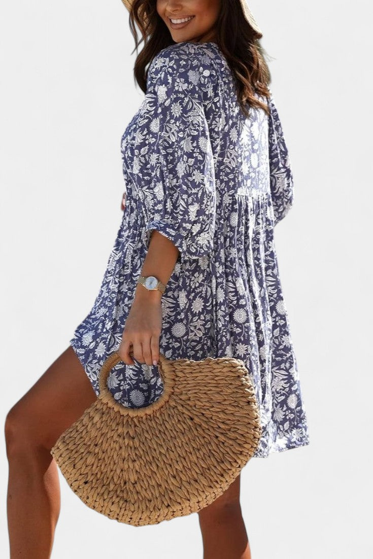 Daniela μίνι φόρεμα boho με λουλουδάτο σχέδιο