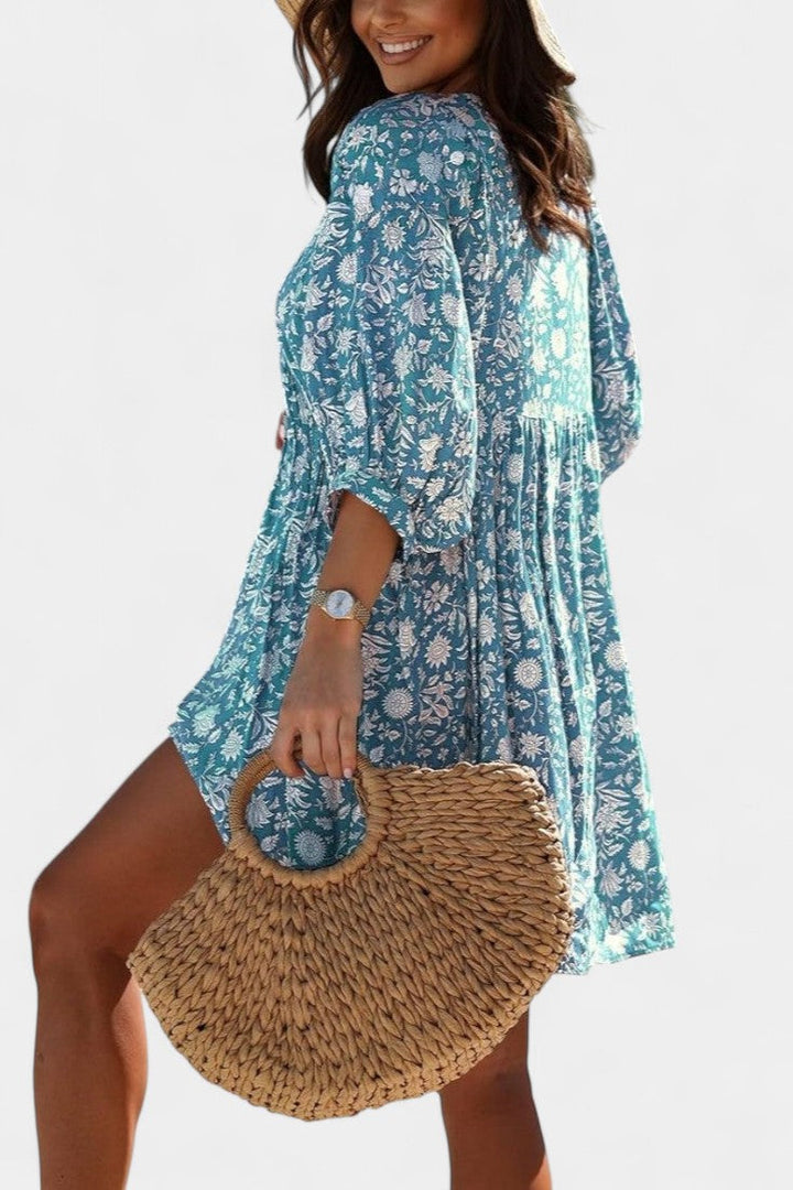 Daniela μίνι φόρεμα boho με λουλουδάτο σχέδιο