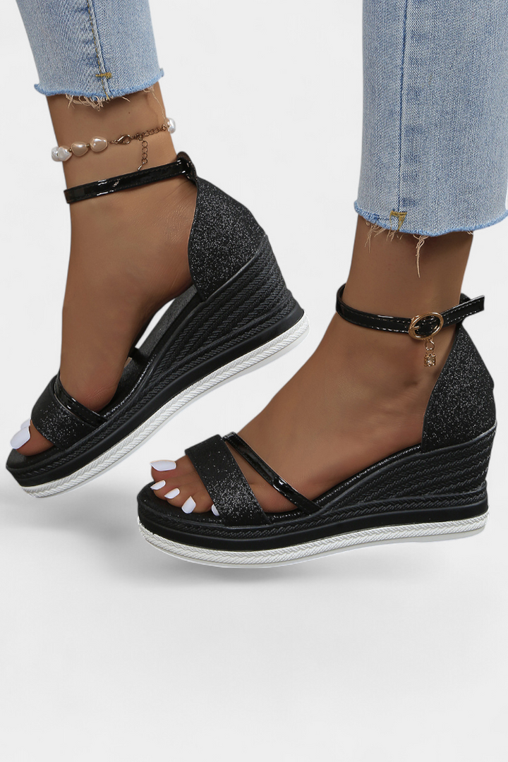 Corinne Orthopedic Wedge Platform Σανδάλια με γυαλιστερό φινίρισμα