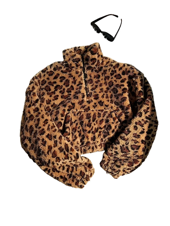 Zaria | Φούτερ Fleece με Φερμουάρ και Λεοπάρ Σχέδιο (Leopard Print Zip Fleece Sweatshirt)